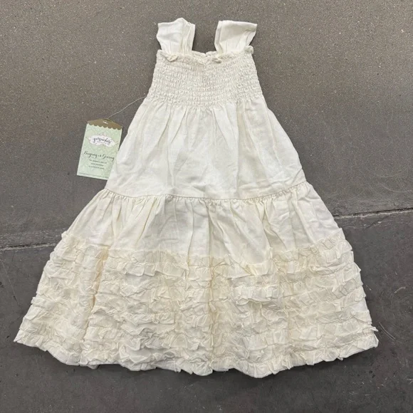 Persnickety Linen Cream Ruffle Dress, Size 12 months, NWT - Picture 2 of 5
